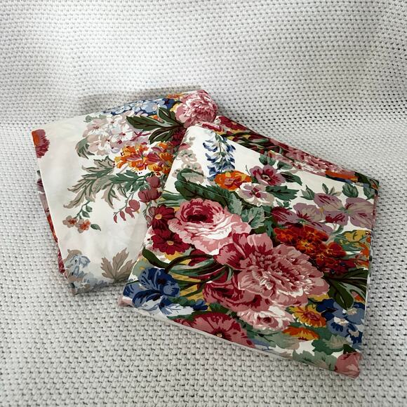 Ralph Lauren Vtg Southhampton Beach House Floral Melissa White Full Fitted Flat